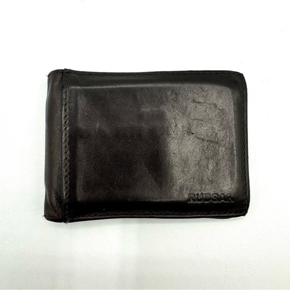 RUDSAK BROWN LEATHER BIFOLD WALLET MEN WALLET MAGNETIC MONEY  HOLDER - Picture 1 of 8